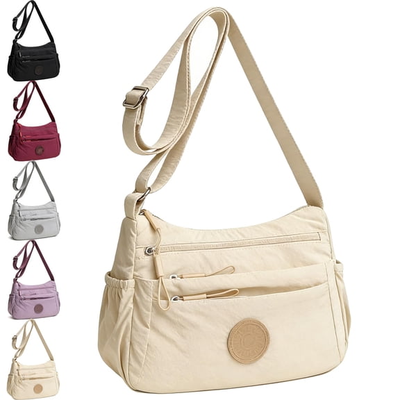 Solid Color Fashionable Multi-pocket Zipper Crossbody Bag for Women - Lightweight & Waterproof Shoulder Bag