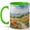 Green, variant on Tuscan Poppy Field 11oz Ceramic Mug, Red Flower Countryside Art