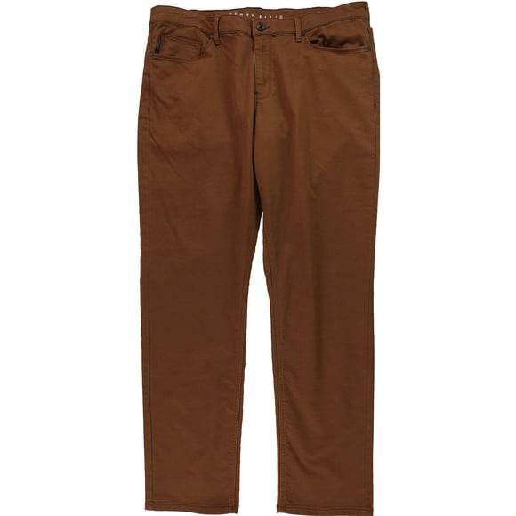 Perry Ellis Mens 5 Pocket Stretch Slim Straight Leg Jeans, Brown, 38W x 32L
