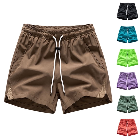 Sakmal Shorts Men Big and Tall Bermuda Stretch Green Beach Solid 7 Inch Shorts for Men L