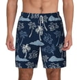 thumbnail image 2 of Picia Hawaii Palms pattern Mens Swim Trunks with Compression Liner Stretch Beach Shorts Quick Dry with Zipper Pockets No-Chafing Board Shorts-Large, 2 of 9