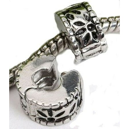Flower Petals Clip Lock Stopper Charm Bead. Compatible With Most Pandora Style Charm