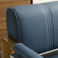 thumbnail image 4 of 57.9-Inch Modern Upholstered Bonded Leather Loveseat Sofa with Solid Wood Frame, 2-Seater Couch Sofa with Metal Armrests, Leisure Sofa for Office, Studio, Living Room, Navy Blue, 4 of 6