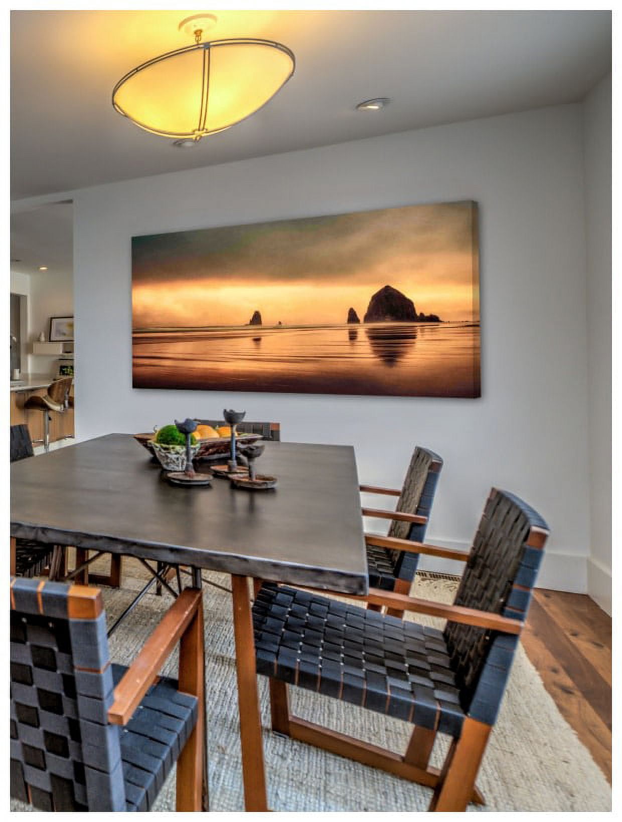MARMONT HILL  - Handmade Haystack Sunset Painting Print on Canvas 36 x 18