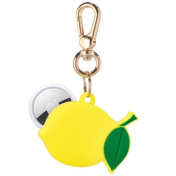 Posh Tech Lemon Silicone Bag Charm Keychain for Apple AirTag, Yellow