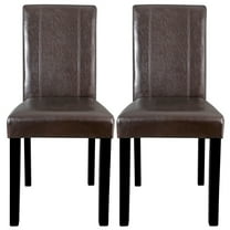 HYJY Dining Chairs Set of 2 Faux Leather Modern Dining Room Chairs with Rubberwood Legs and Padded Seat for Kitchen/Living Room/Restaurant, Brown