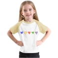 thumbnail image 6 of Piuwrlz Hearts Printed Short T-Shirts Sleeve Kids Girls Round Neck Shirt Printed Fashionable Shirt Top Yellow Size 13 Years, 6 of 8