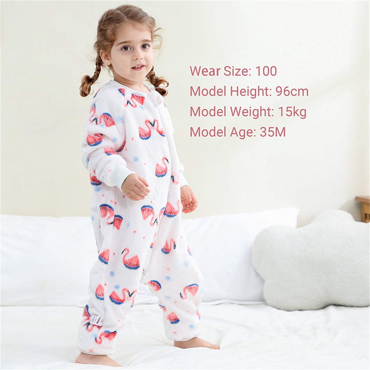 ATAIKU Toddler Sleeping Sack 9M-6T Winter Warm Flannel 2-Way Zipper Baby Sleep Sack with Feet, Infant Animal Flamingos Wearable Blanket