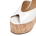 thumbnail image 4 of YDN Women's Peep Toe Wedge High Heels Buckled Ankle Strap Sandals Platform Cork Heel Shoes Themed Party Evening Size 7 White, 4 of 5