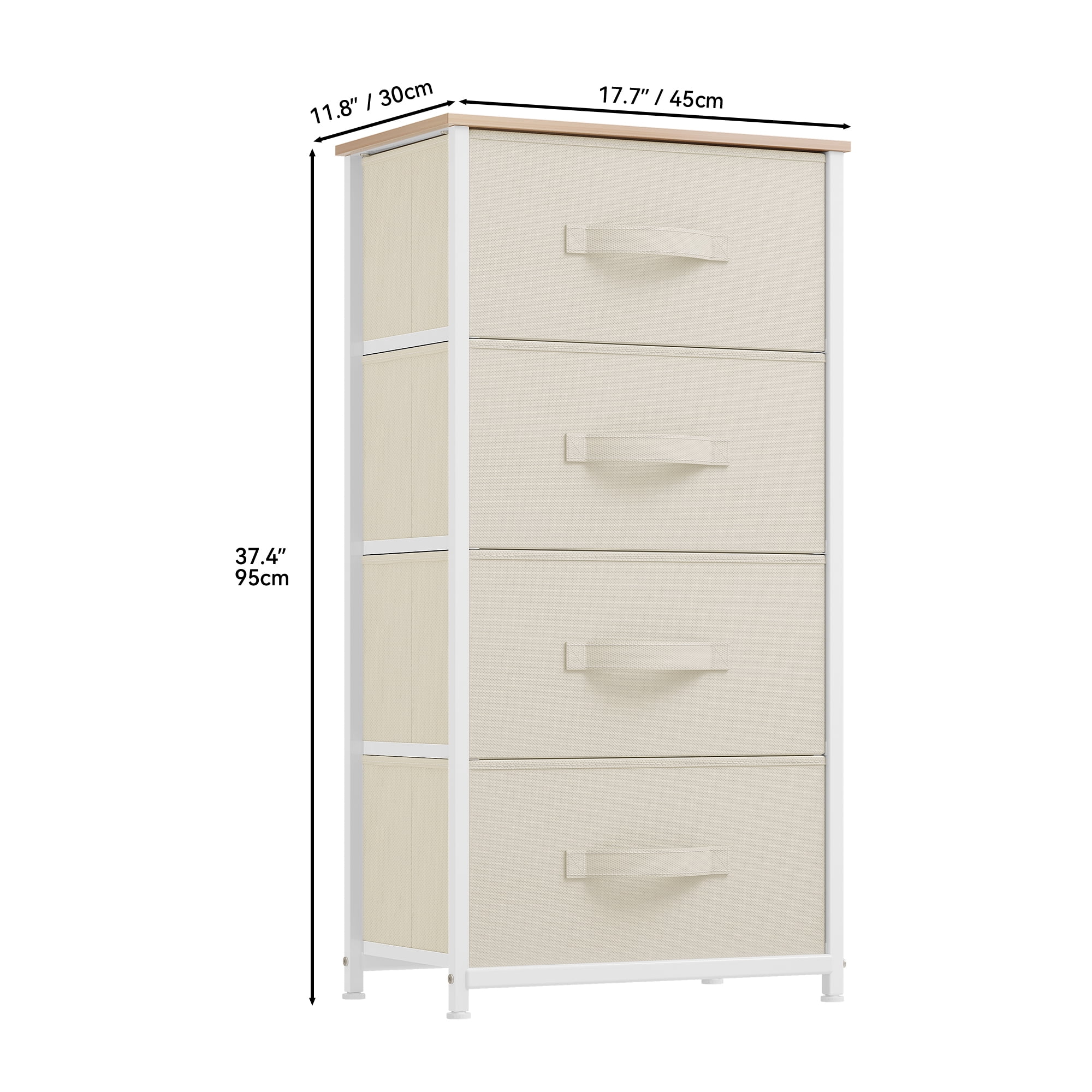 Uforic 4 Drawer Dresser Fabric Chest of Drawers Furniture Storage Organizer for Living Room,Bedroom,Hallway,Nursery Cream White