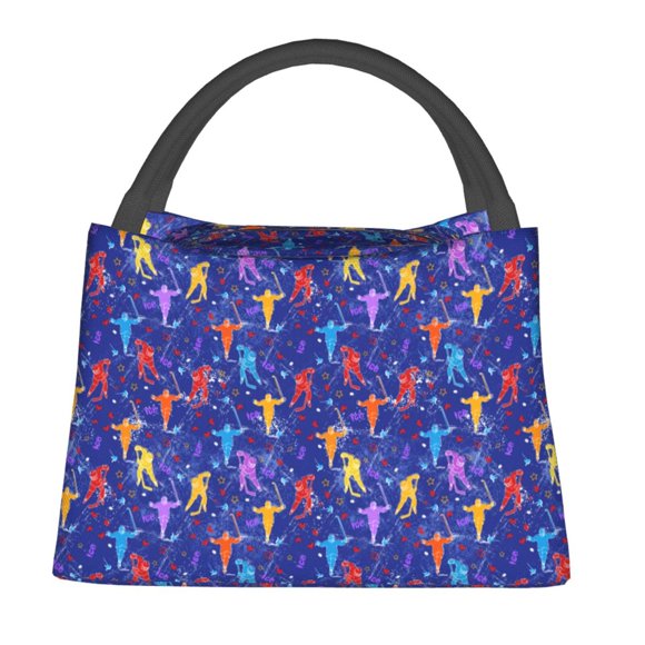 Fotbe Ice Hockey Players With Puck Bolsa Térmica Portátil con Estampado, Bolsa de Entrega de Alimentos Aislada, Bolsa Reutilizable de Gran Capacidad para Comidas y Supermercado