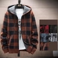 thumbnail image 2 of Cárdigan cálido de lana para hombre, suéter a cuadros con capucha, ropa de invierno, abrigo de punto coreano, chaqueta con cremallera completa, puente de moda, 2 of 5
