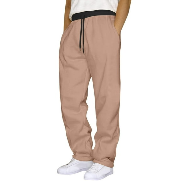 Kixjoy Mens Baggy Sweatpants Elastic Waist Straight Leg Drawstring Mens Sweatpants Casual Big and Tall Cargo Jogger Pants Lightweight Basic Loose Fit Trousers with Pockets, Camel 3XL