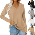 thumbnail image 2 of ShiShine Women's Long Sleeve T Shirts V-Neck Shirt Quick Dry Solid Color Basic Loose Fit T Shirts Tees 2025, 2 of 3