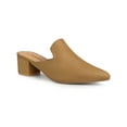 thumbnail image 1 of BLISSFUL STEP Women's Slide Mules Pointed Toe Chunky Heel Brown 10, 1 of 7