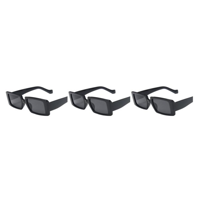kurtrusly Rectangular Lightweight Frame Protection For Fashionable Look PC Materials Eyeglasses Bright black frame 3Set