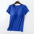 thumbnail image 2 of Women's Sleep T-Shirt with Built-in Bra 2025 Summer Short Sleeve Lounge Pajamas Shirts Crewneck Soft Modal Tee Top, 2 of 7