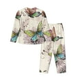 thumbnail image 2 of Disketp Pajamas Set Long Sleeve Sleepwear Womens Button Down Nightwear Pj Sets-Flying Butterflies, 2 of 9
