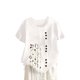 thumbnail image 1 of Camisetas de Manga Corta para las Mujeres Botón de Impresión Casual Cuello Redondo Camiseta Superior, Blusas para las Mujeres Casual, 1 of 4