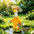 thumbnail image 4 of Bcylexb Rainy Day Goose Outfits with Umbrella, Yellow Waterproof Raincoat & Hooded Hat with Frog Floral Print for Outdoor Garden Patio Porch Decor, 4 of 6