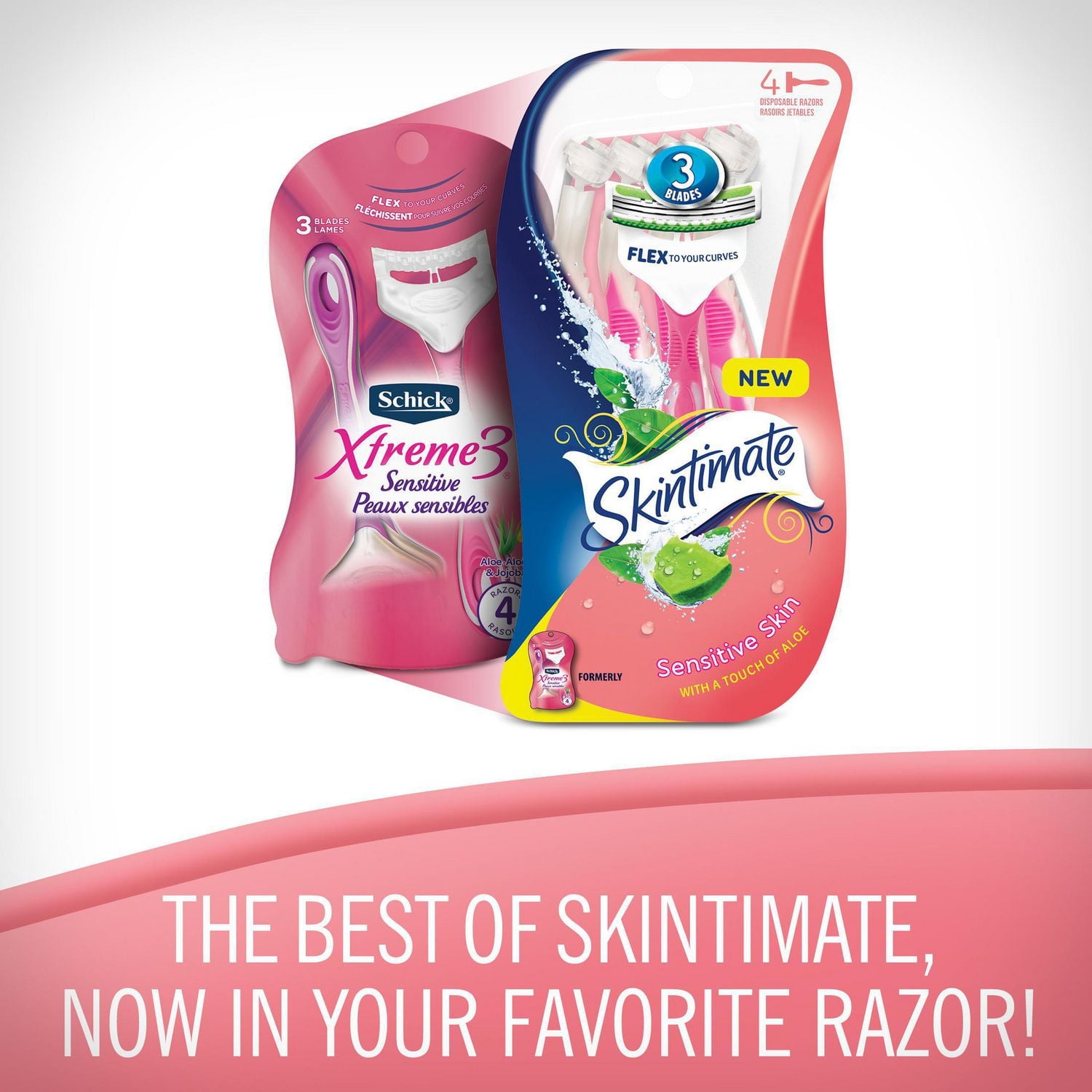 Rasoirs jetables à 3 lames pour femmes de marque Skintimate pour peau sensible