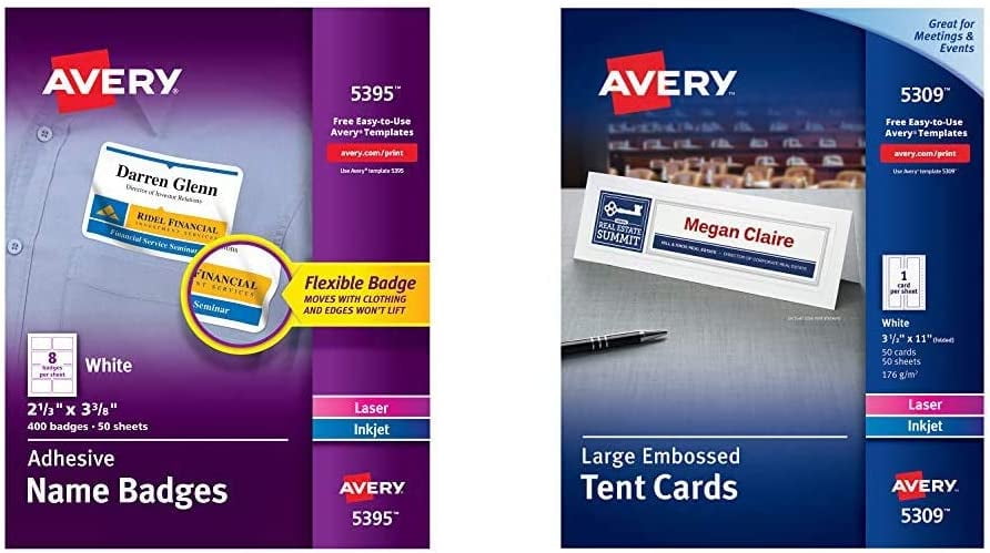 Avery Flexible Name Tag Stickers, White Rectangle Labels, 400 ...