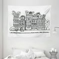 thumbnail image 1 of Interestprint Decor Tapestry, Sketchy Hand Drawn Cartoon House Apartment Trees Kids Nursery Room, Wall Hanging for Bedroom Living Room Dorm Decor, 80W X 60L Inches, Black and White, by Ambesonne, 1 of 2