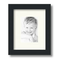ArtToFrames 8x10" Matted Picture Frame with 4x6" Single Mat Photo Opening Framed in 1.25" Satin Black and 2" Chantilly Mat (FWM-3926-8x10)