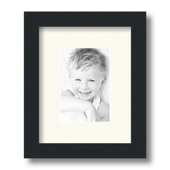 ArtToFrames 8x10" Matted Picture Frame with 4x6" Single Mat Photo Opening Framed in 1.25" Satin Black and 2" Chantilly Mat (FWM-3926-8x10)