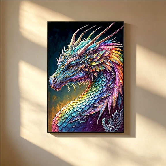 YiJuHui 5D Diamond Painting, Dragon Rhinestone Paintings for Adults, Full Drill Embroidery Arts, Canvas Wall Decor, Living Room Home Décor
