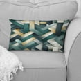 thumbnail image 2 of Designart "Luxurious Green and Gold Geometry" Geometric Printed Throw Pillow, 2 of 5