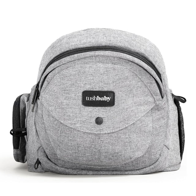 TushBaby - Portabebés Ergonómico de Asiento de Cadera con Almacenamiento, Gris