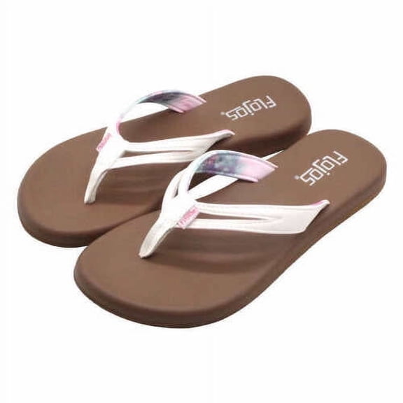 Flojos Ladies' MEMEX Footbed Multi Layer Toespost Flip Flops Sandals (WHITE,9)