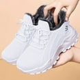 thumbnail image 6 of Winter Sneakers for Women Warm Furry Lined Lace up Platform Walking Shoes Cold Weather Outdoor Athletic Shoes White Size 9, 6 of 9