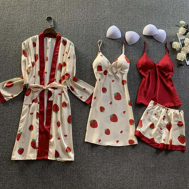 LSLJS Robes Ensembles pour Femmes, Lingerie de Mode pour Femmes Robe en Soie et Dentelle Robe de Nuit Nuisette Vêtements de Nuit