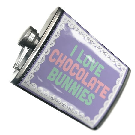 

NEONBLOND Flask I Love Chocolate Bunnies Spring Colors Doily Border