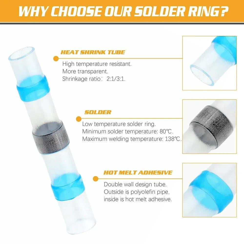 500X Solder Seal Wire Connectors Heat Shrink Butt Splice Kit – Waterproof Insulated Electrical Wire Terminals for Automotive, Marine & Home Wiring Projects