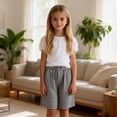 thumbnail image 6 of HAOTAGS Girls Shorts,Knee-Length Casual Plaid Print with Button Front and Pockets Summer Shorts Black 5-6, 6 of 8