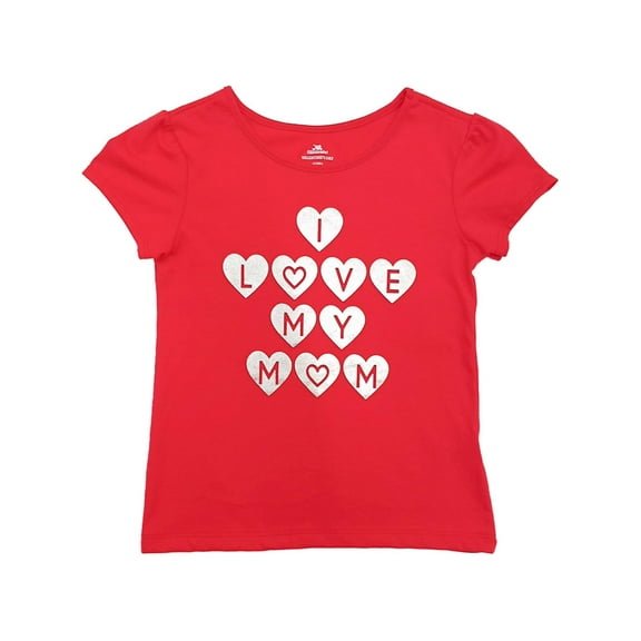 Toddler Girls Red I Love My Mom Valentines Day T-Shirt Short Sleeve Top 3T