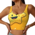 thumbnail image 3 of Goofa Happy Cartoon Star Printed Sports Bras for Women, High Impact Running Bra Workout Crop Tank Tops Longline Sports Bra Push up-Medium, 3 of 9