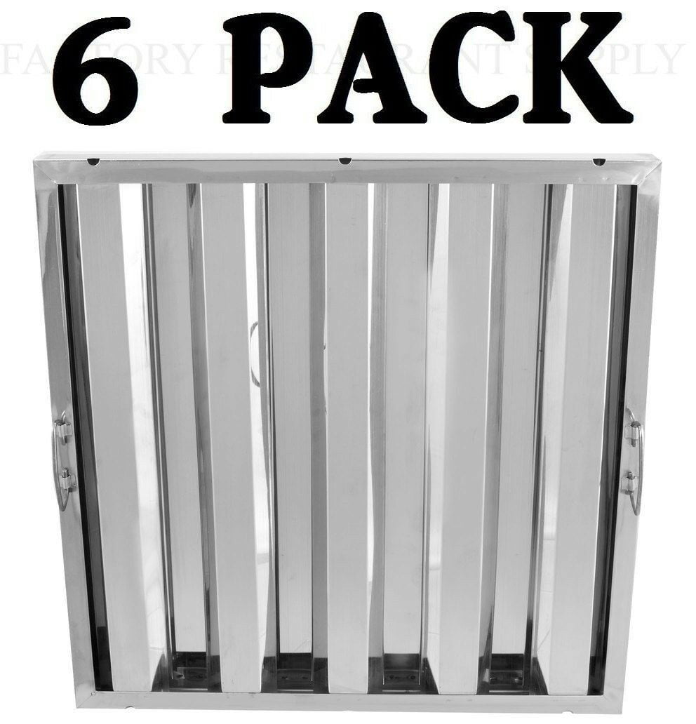 Stainless Steel Commercial Kitchen  Exhaust Hood Vent Grease Filters 6 Pack 