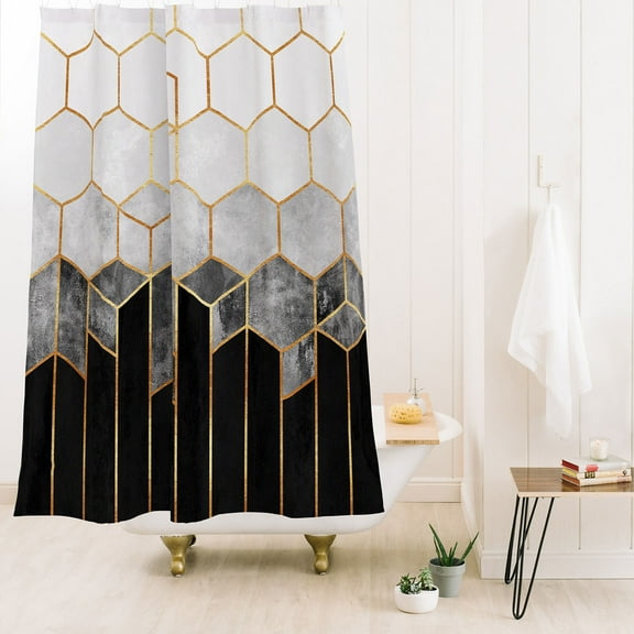 Society6 Elisabeth Fredriksson Charcoal Hexagons Shower Curtain 71" x 74"