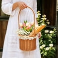 thumbnail image 6 of Handwoven Rattan Flower Basket with Handle Durable Faux Rattan Picnic Basket for Home Decor Gardening Weddings and Versatile Storage, 6 of 7