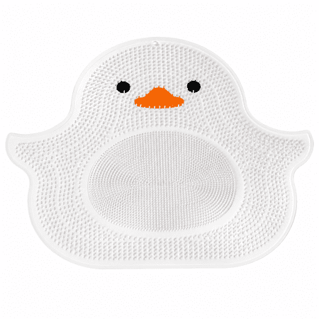Shower Foot Scrubber Mat Cute Duck Shape with Non-Slip Suction Cups Exfoliating Foot Massager for Elderly and Kids