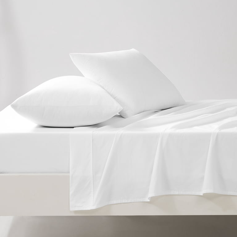 100% Cotton Percale Queen Sheet Set, 4-Piece, White photo 4