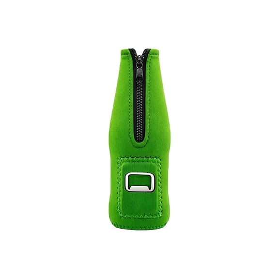 Insulated Neoprene Beer Bottle Cooler Sleeve with Built-in Bottle Opener for 12 oz Standard Beer Bottles, Perfect for Outdoor Parties and Casual Gatherings(Green)