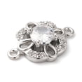 thumbnail image 2 of Brass Pave Clear Cubic Zirconia Connector Charms Flower Square Links Cadmium Free & Nickel Free & Lead Free Platinum 15x11x4mm Hole: 1mm, 2 of 3