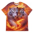 thumbnail image 3 of LAOLIUSN Men's Tiger Graphic T Shirt, Flame Animal All Over Print Crew Neck Short Sleeve Tee, 88% Polyester 12% Spandex, S-4XL, 3 of 7