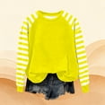 thumbnail image 4 of hotojiny Long Sleeve Shirts for Women Casual Stripes Crew Neck Warm Top Fashion Loose Pullover Cute Athletic Sweatshirt, 4 of 5