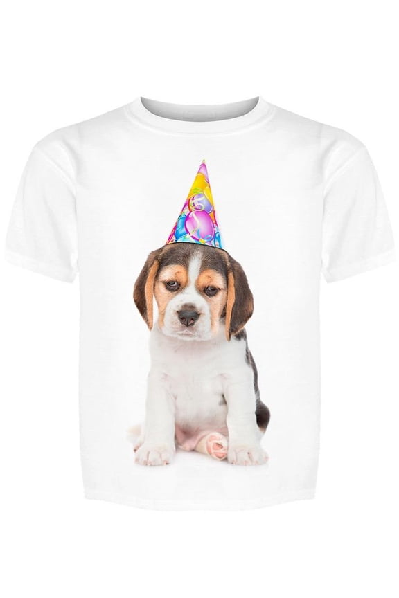 Sad Beagle With Party Hat Tee Boy's -Image by Shutterstock
